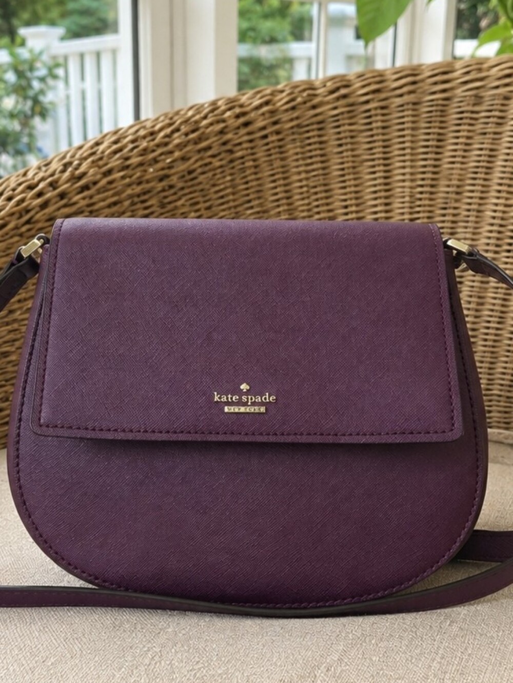 Kate Spade New York Plum Saffiano Leather Crossbody Bag
